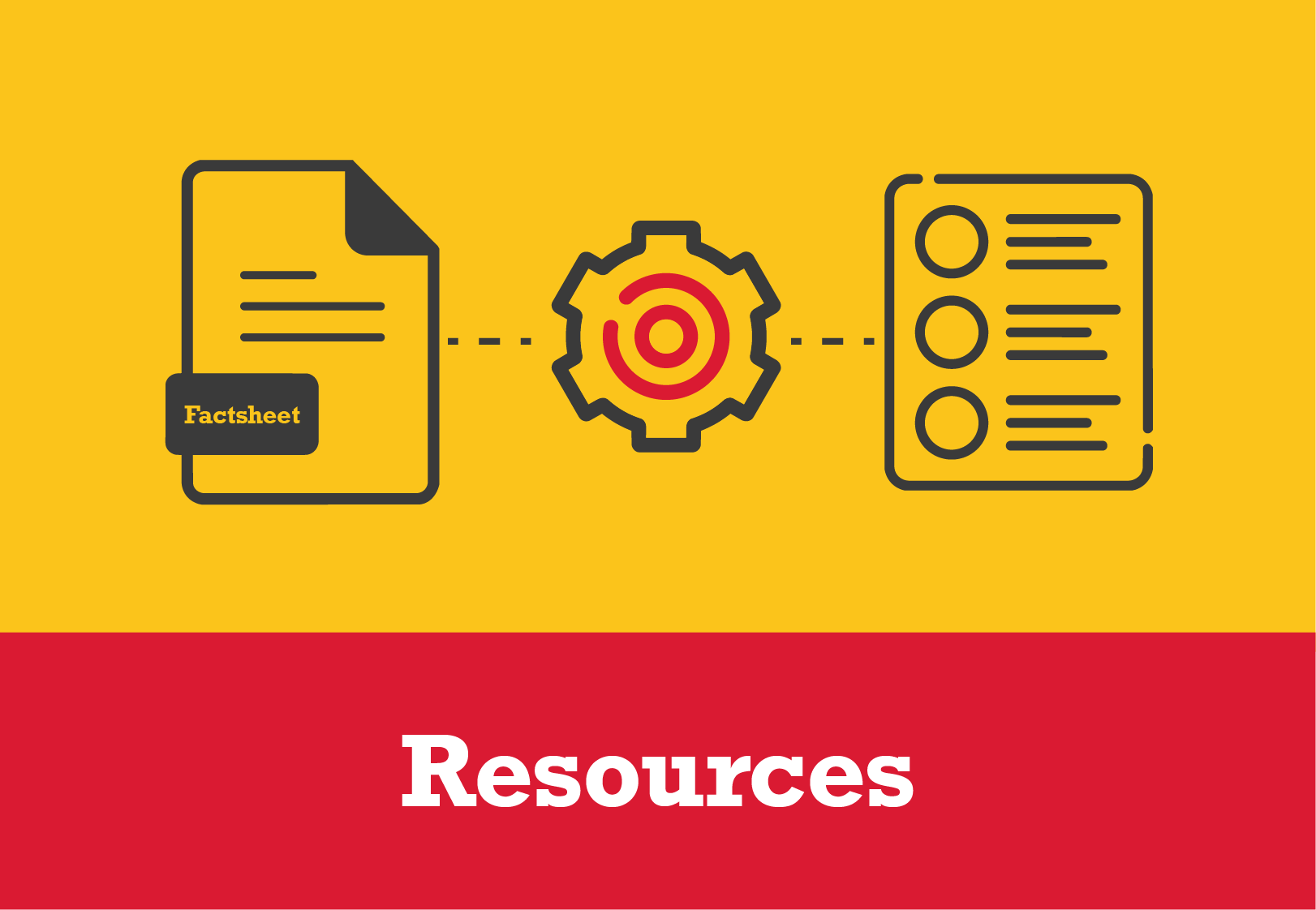 Icons with fact sheet, ballot sample, gear