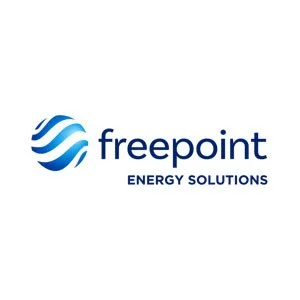 Logo of Freepoint Energy Solutions with a blue wave-like globe icon and text.