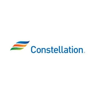 Constellation logo with a stylized multicolor swoosh and the company name in blue.