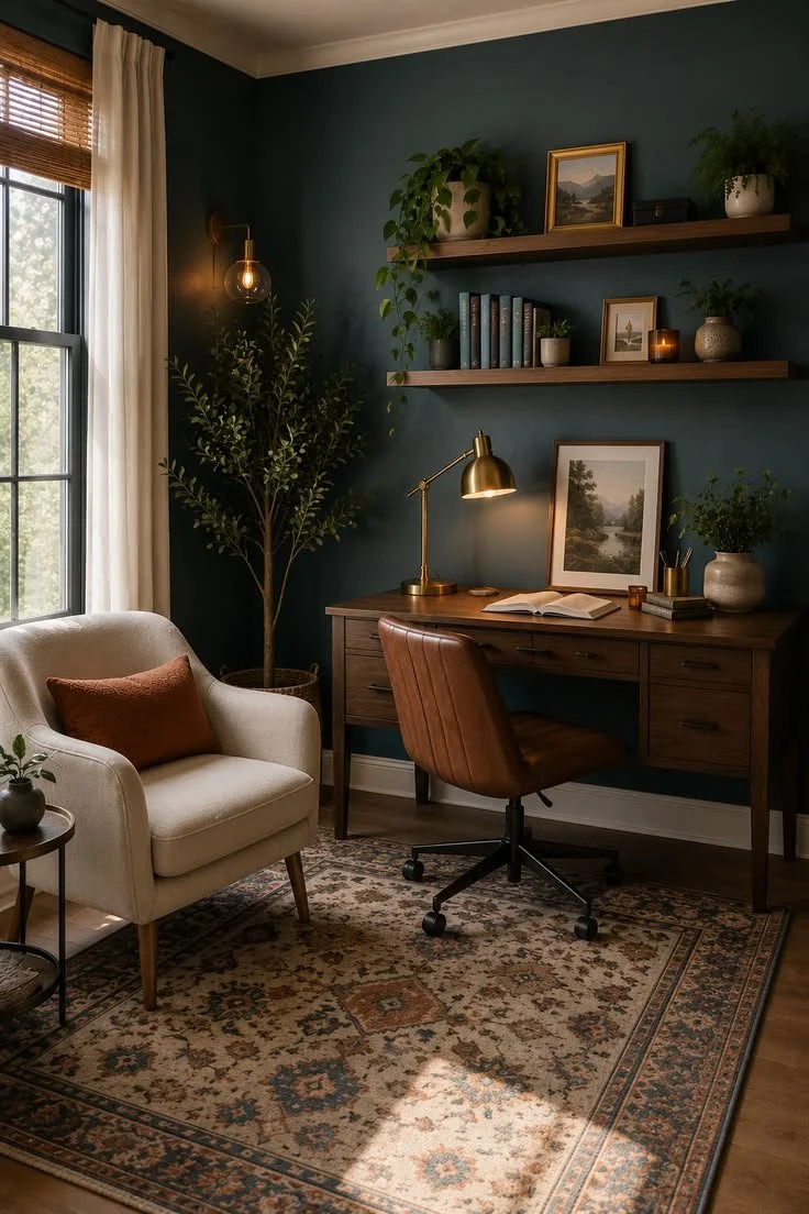 Moody Blue Home Office That Feels Cozy & Luxurious 💙✨.jpg