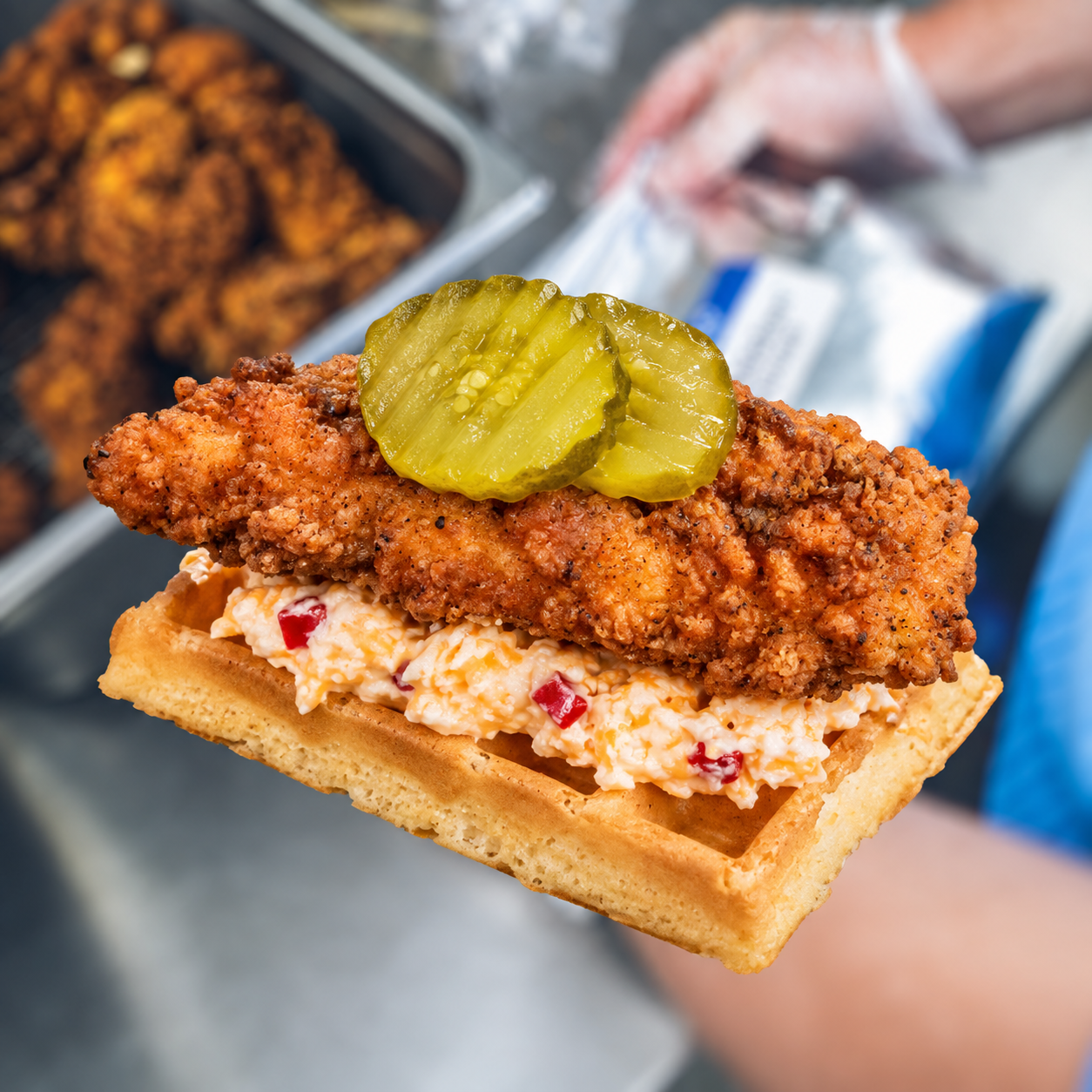 Hand-breaded chicken and waffle sandwiches made to order. Worth's Chicken House is an Atlanta food truck for weddings, corporate events, and private parties.