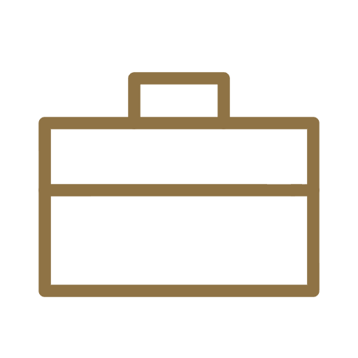 Outline illustration of a briefcase in brown color.