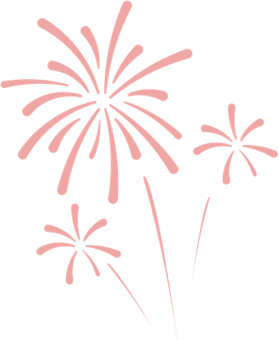Illustration of pink fireworks exploding in the night sky.