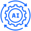 Blue gear icon with a circular arrow surrounding it, representing settings or renewal.