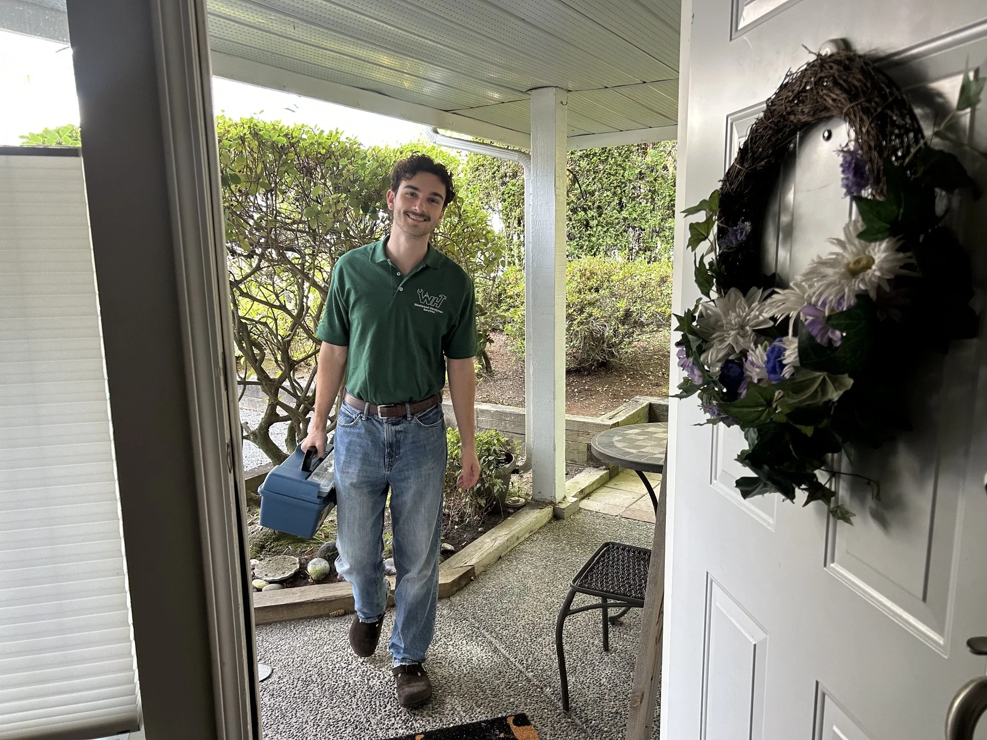 wen, owner of Westwood Handyman Services, arriving at a job in Coquitlam