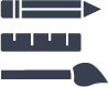 Art tools pencil ruler paint brush icons
