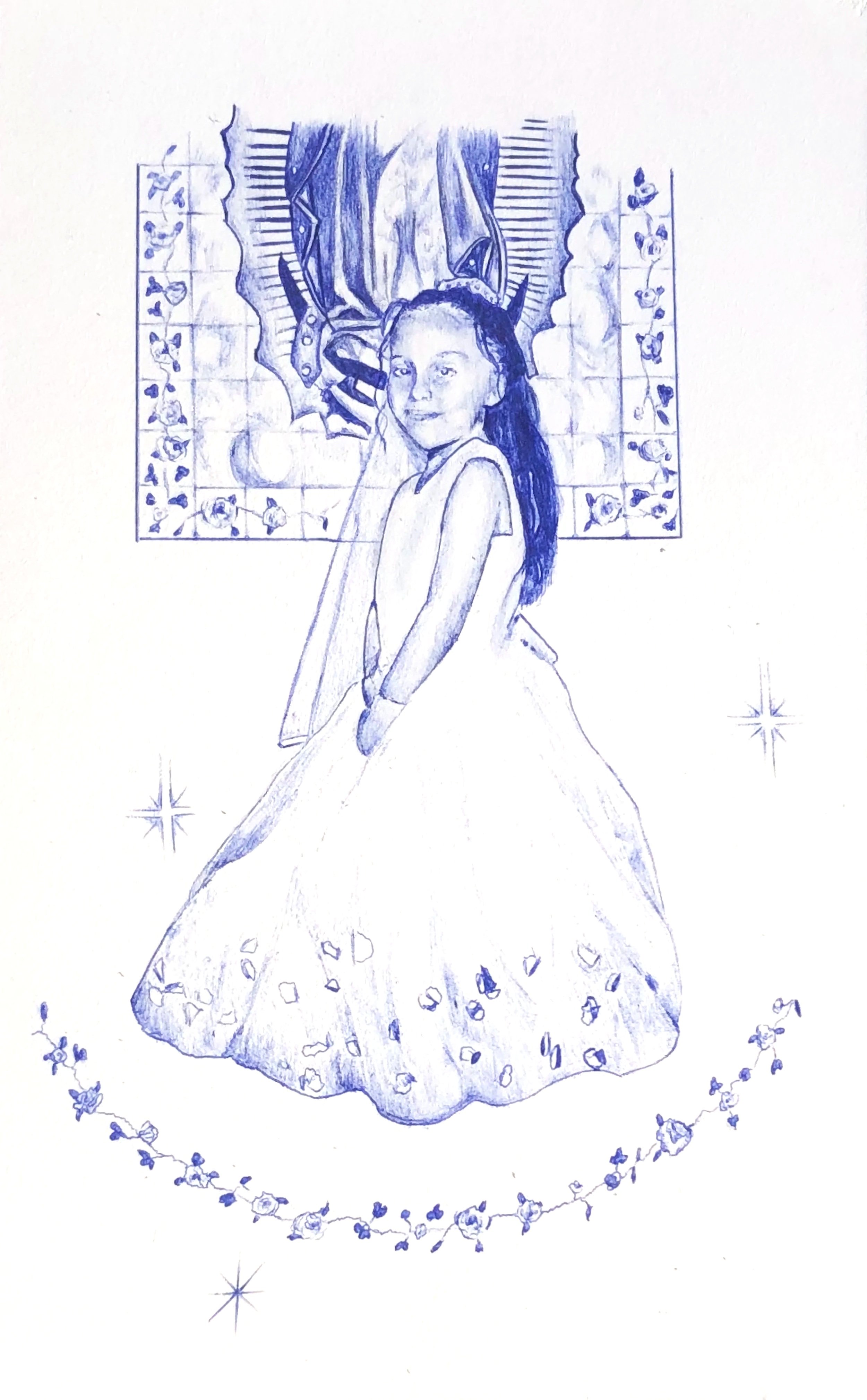 Communion, 2020, ballpoint pen on paper, 5 x 8 inches