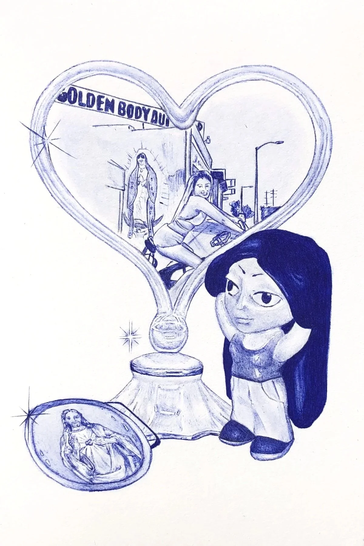 Down Florence, 2020, ballpoint pen on paper, 5 x 8 inches