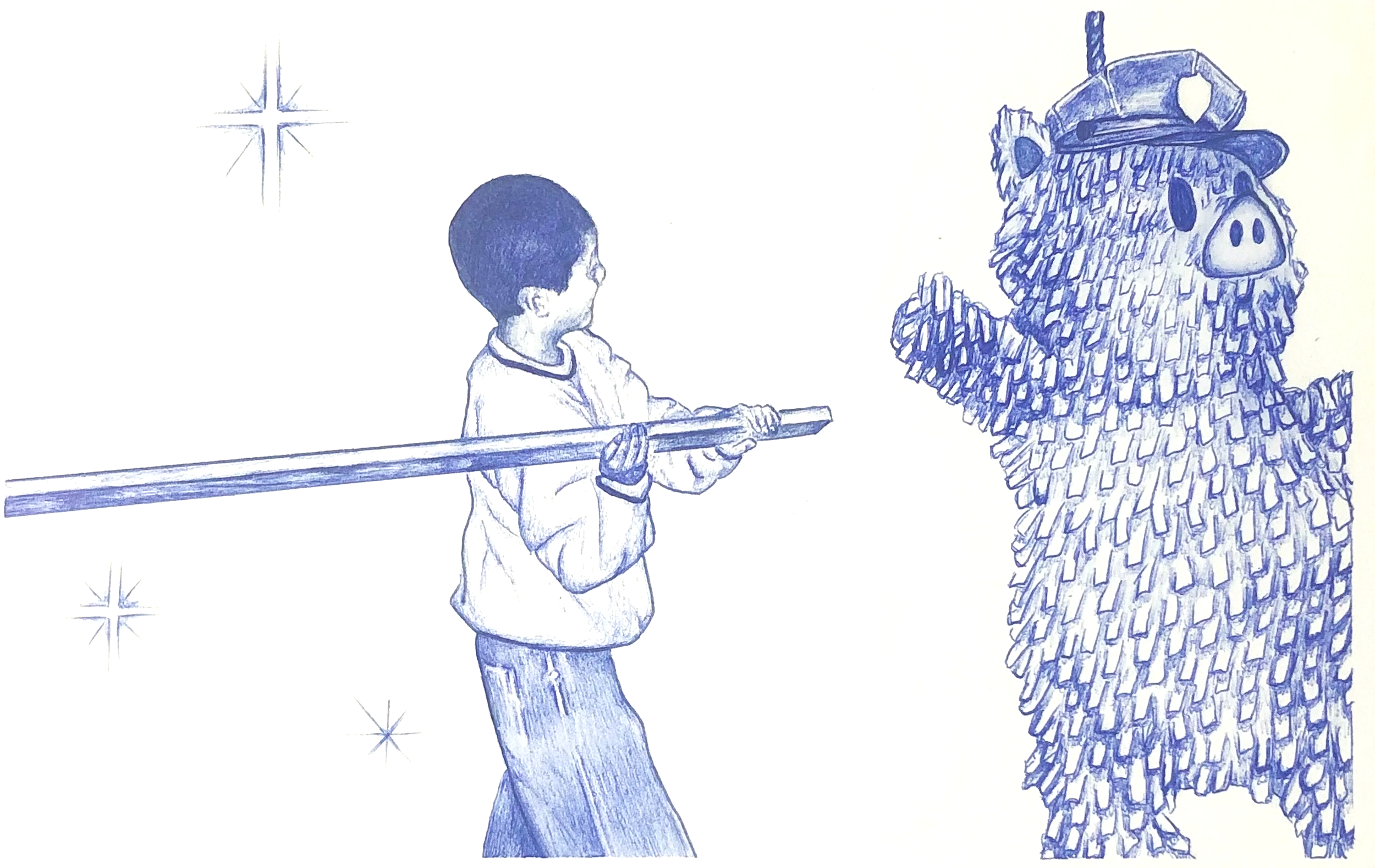 ACAB Piñata, 2020, ballpoint pen on paper, 8 x 5 inches