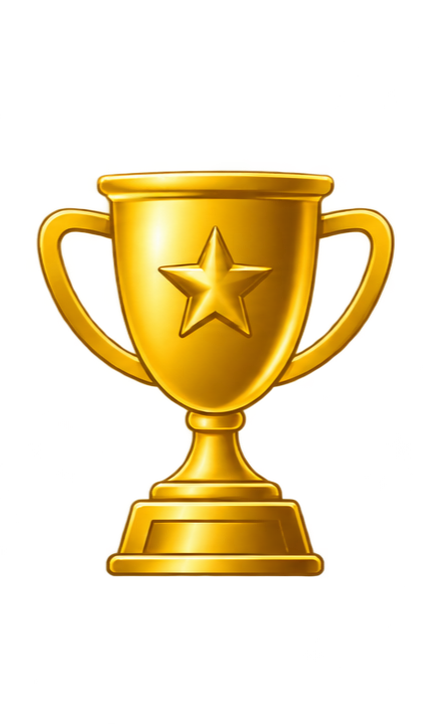 Gold trophy cup with a star emblem on the front.