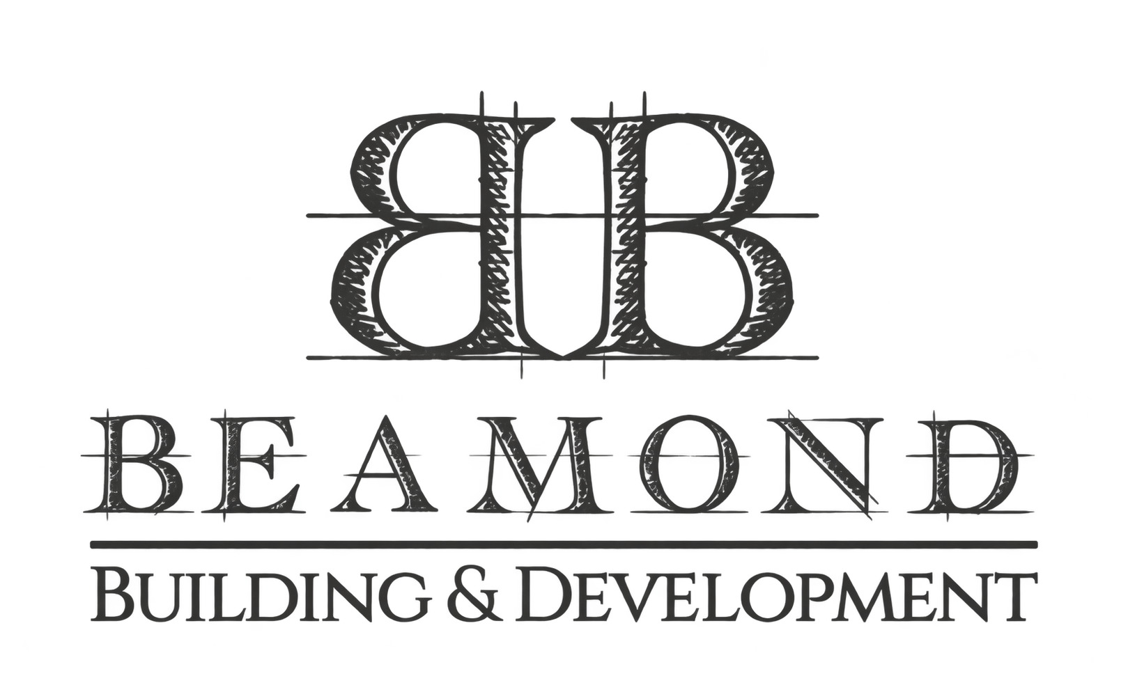 Logo for Beamond Building & Development featuring an ornate monogram with the letters B and D, and the company name below.