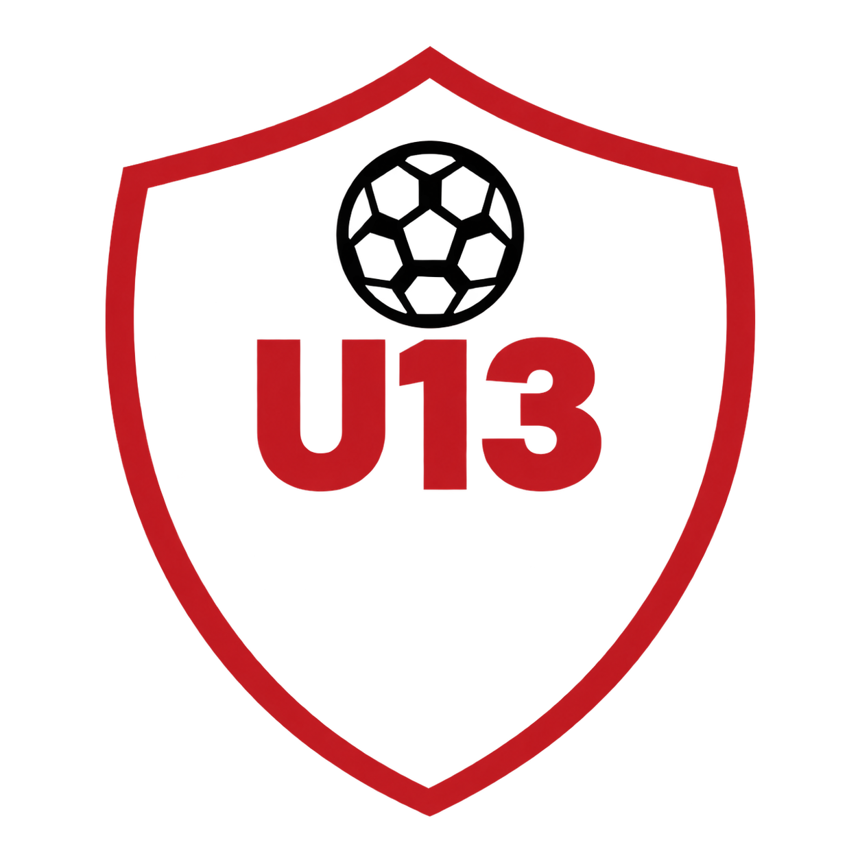 U.S. Army U-13 emblem inside a red shield shape with a black circle at the top.