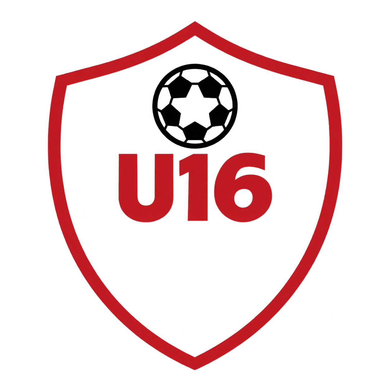 An icon representing U.S. Route 16, featuring a black circle at the top, with a red shield-shaped background, and bold, gray text 'U16' in the center.