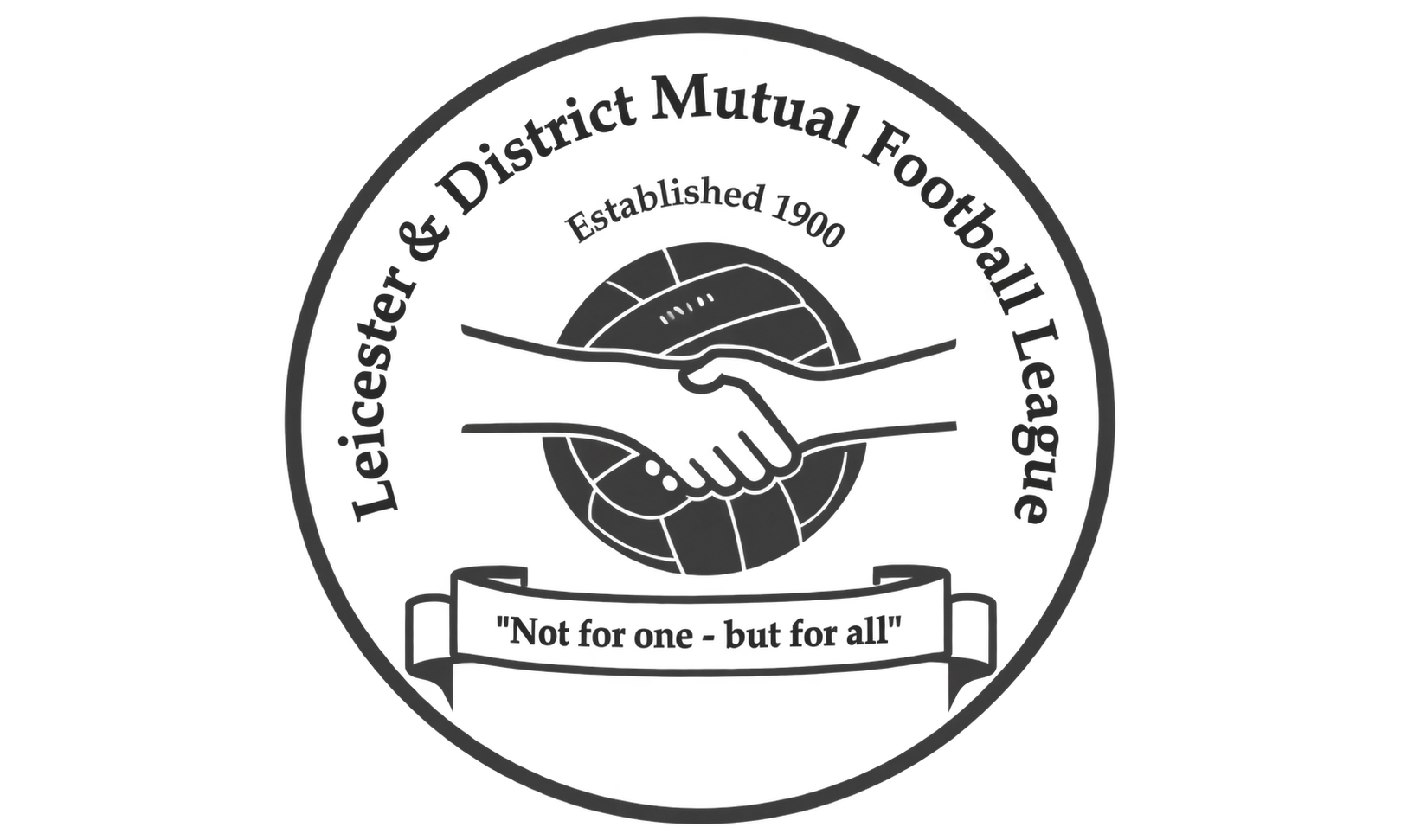 Logo of Lapeer East District Mutual Foodhall League featuring a handshake inside a circle, established in 1900, with the slogan 'Not for one but for all'.