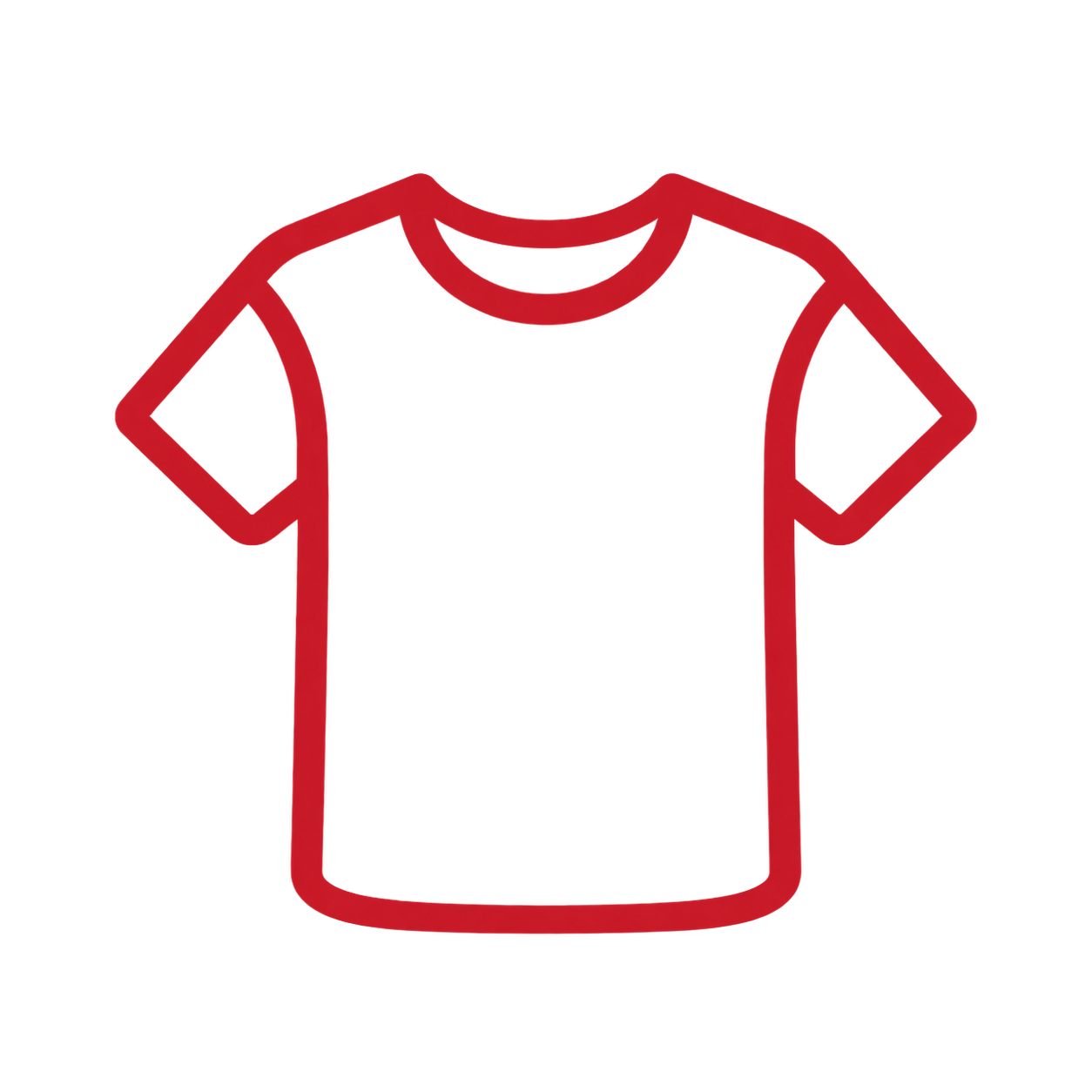 Red outline of a T-shirt.
