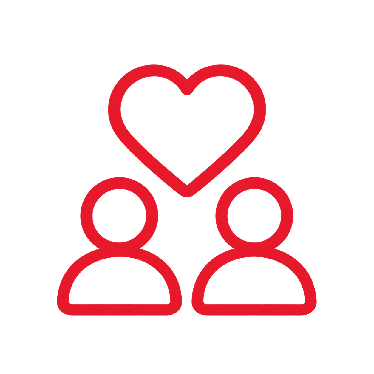 Icon depicting two people with a large heart above the heart icon of the left person.