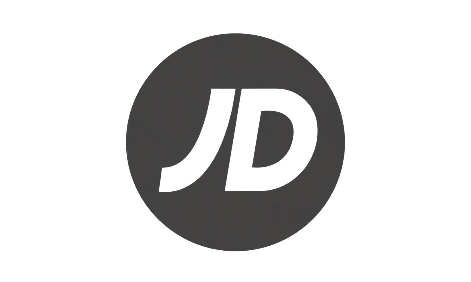 Gray circular logo with black stylized letters 'JD' in the center.