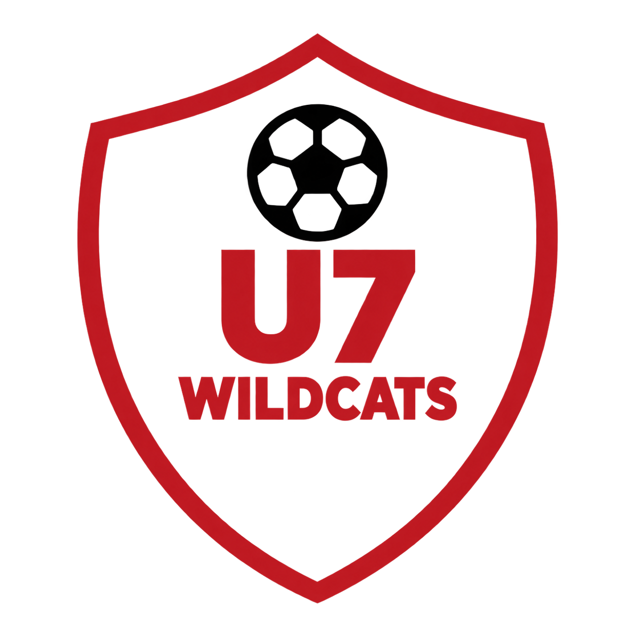 U7 Wildcats logo with a stylized red shield, a black circle at the top, and the text 'U7 Wildcats' inside the shield.