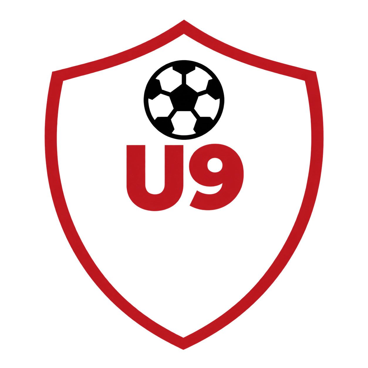 Red shield with a black circle at the top and the text 'U9' in the center.