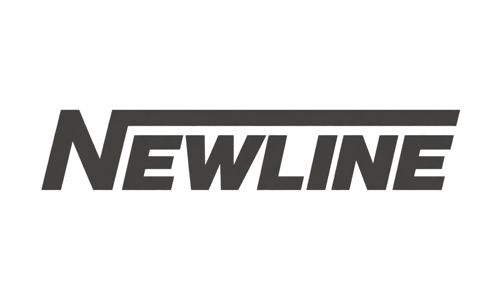 Dark gray 3D text spelling 'NEWSLINE' with a shadow effect on a transparent background.