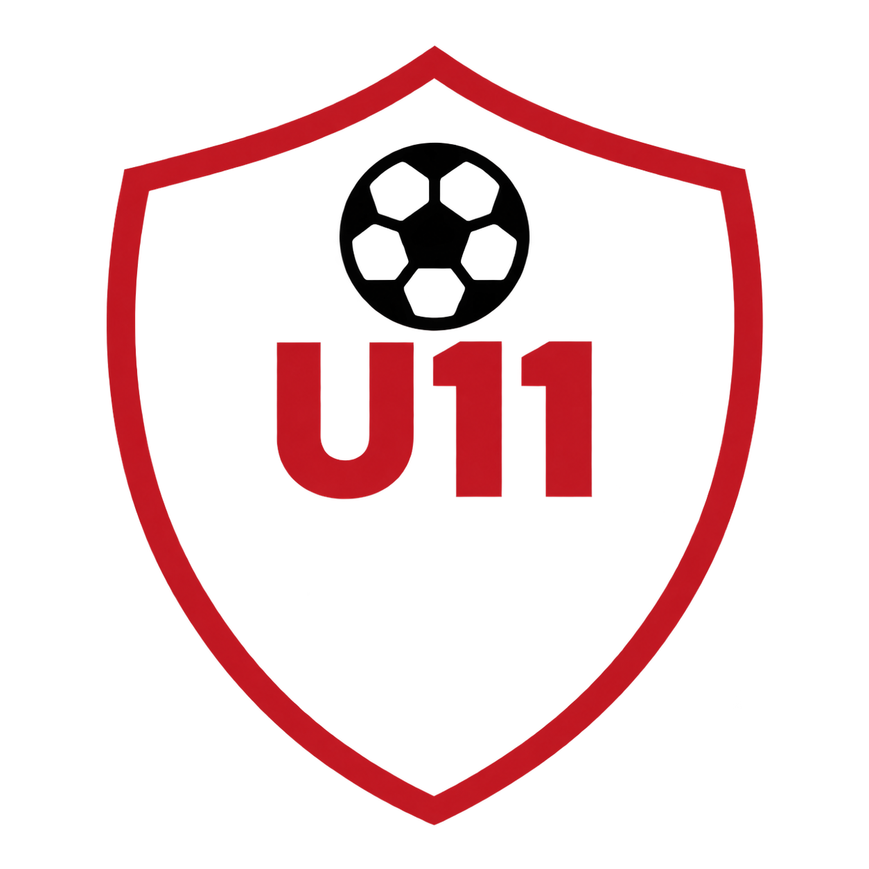 A red stop sign with a shield shape, featuring a black circle at the top and bold letters U11 in the center.