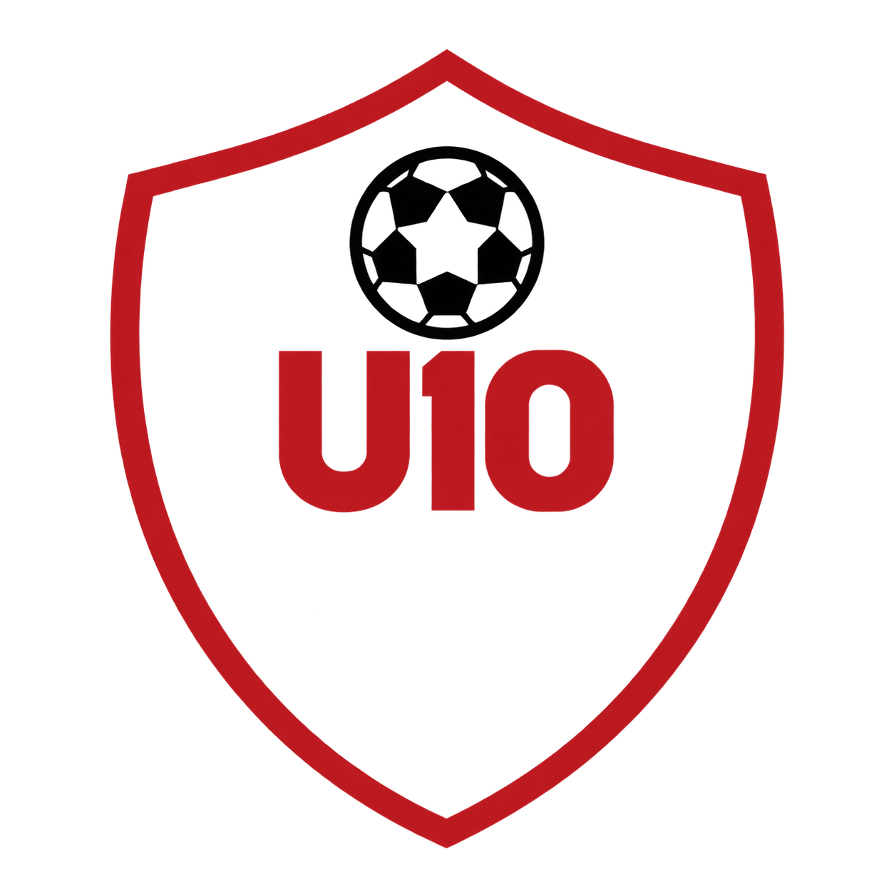 Red stop sign with a shield shape, featuring black circle and the text 'U O' in the center.