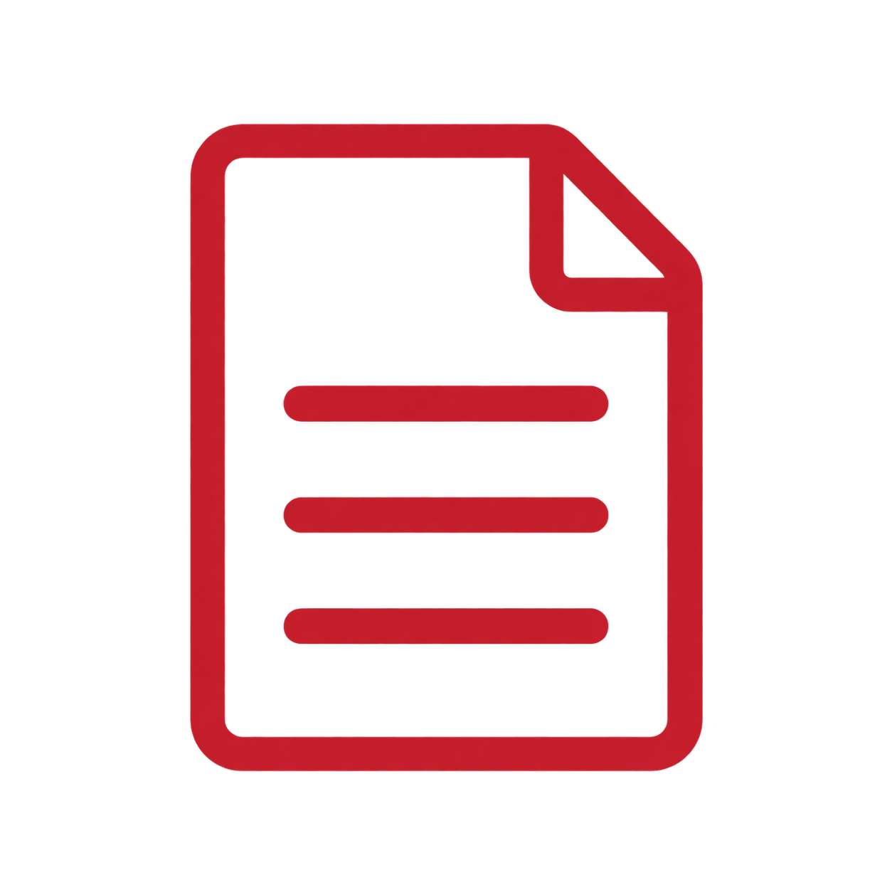 Red file icon with a folded corner and three horizontal lines representing text.