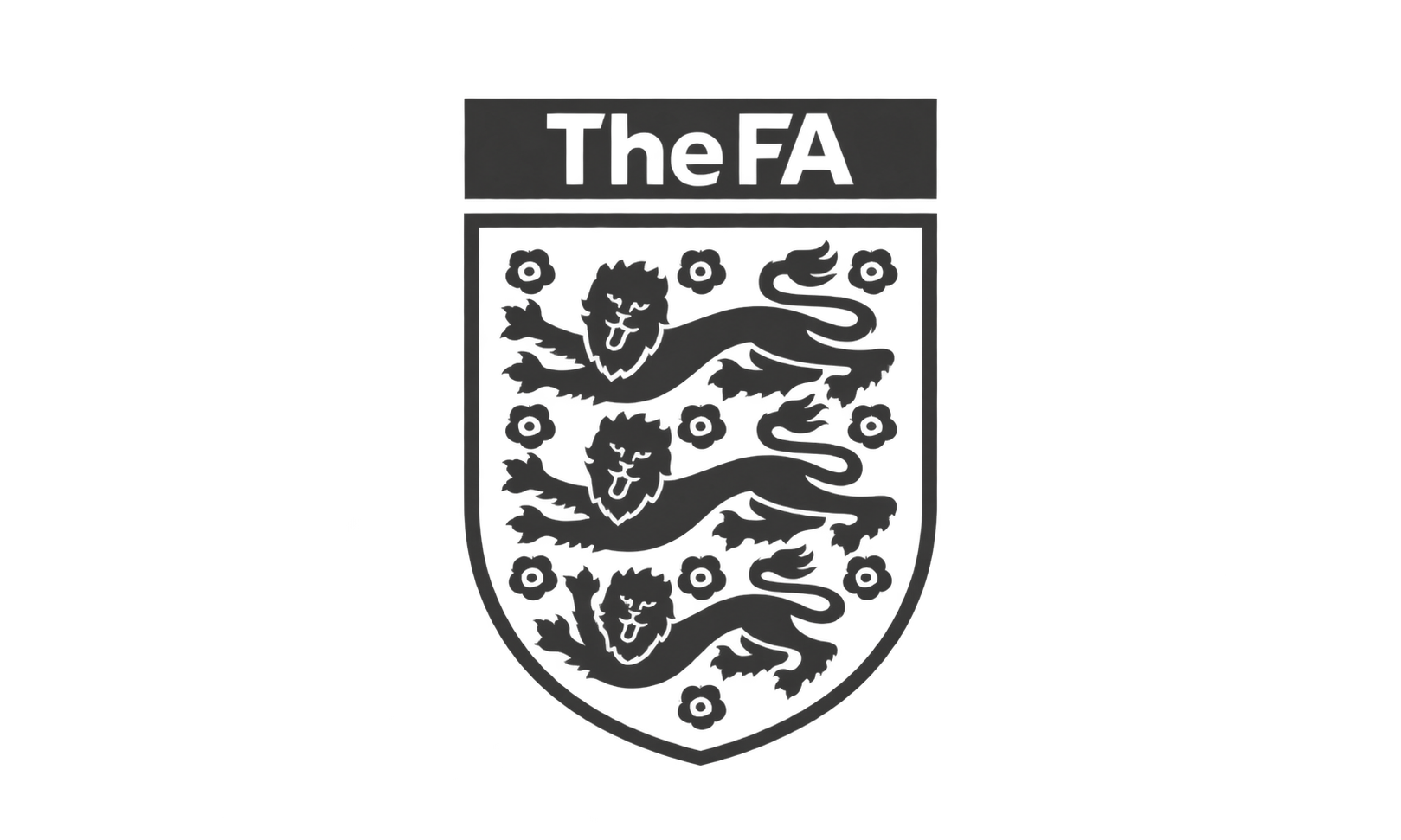 The England national football team emblem featuring three lions and ten roses with the text 'The FA' at the top.