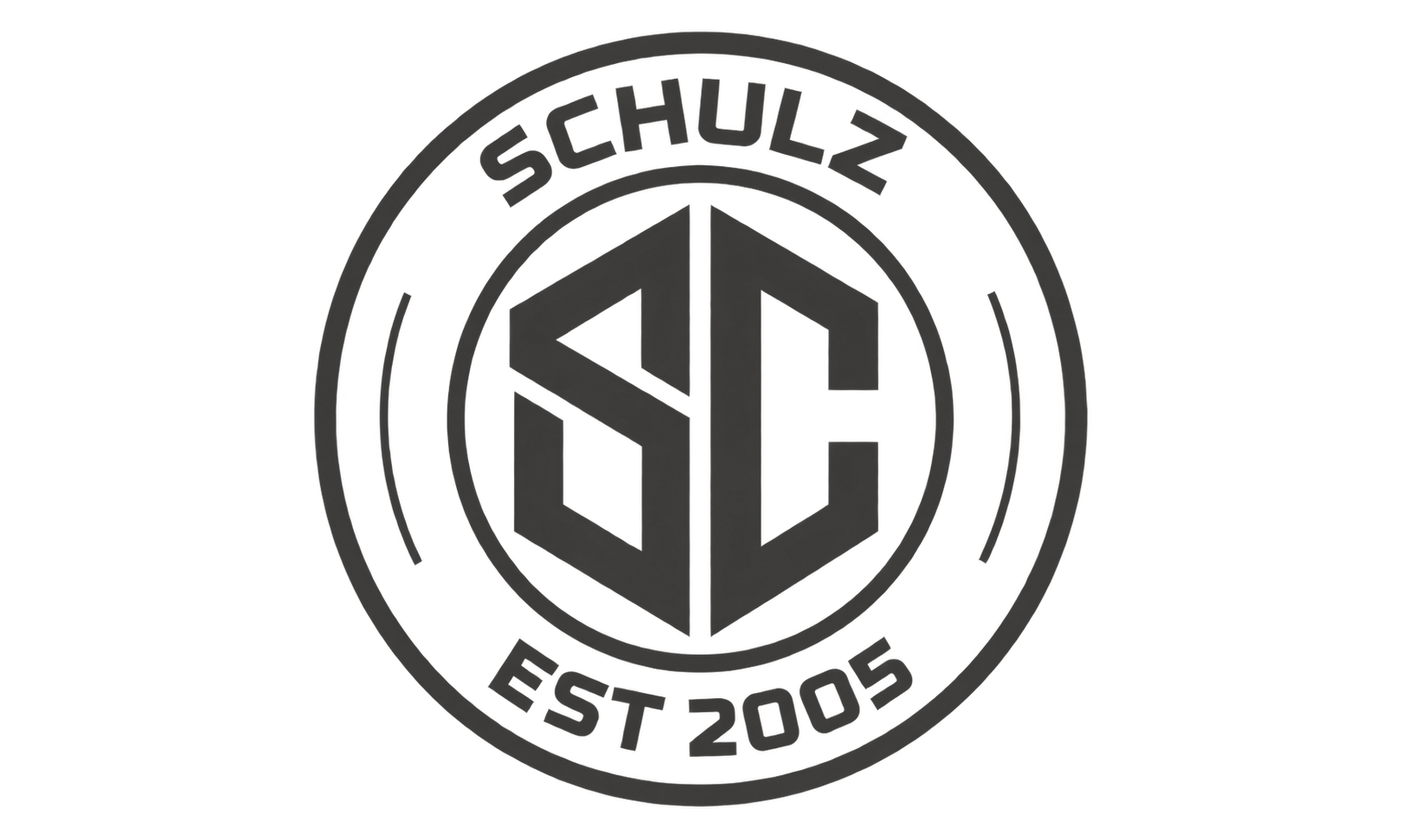 Black and white logo with the initials 'SA' in a stylized block font inside a circle. The words 'Schulz' at the top and 'Est 2005' at the bottom are written around the circle.