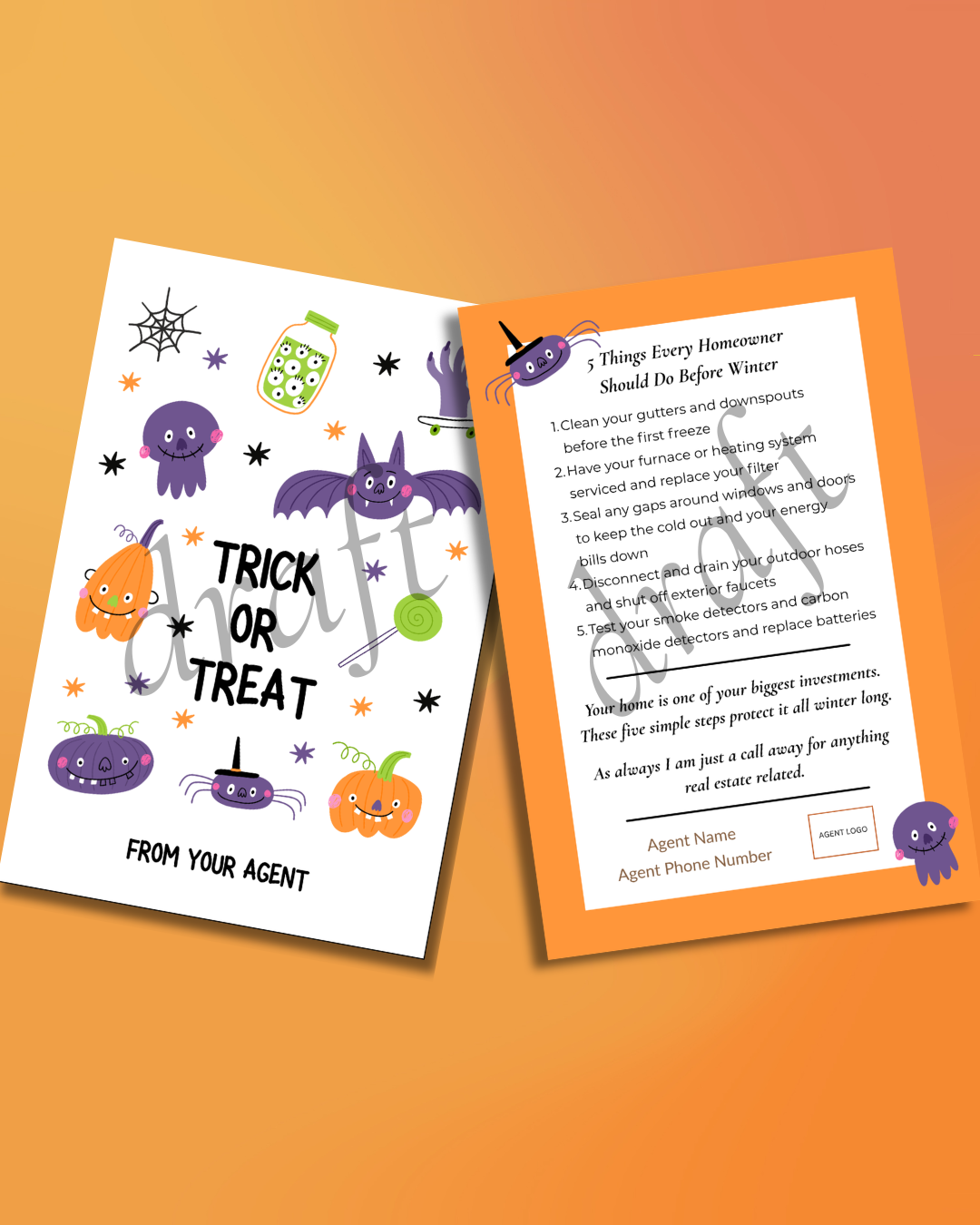 October DIY Pop-By Kit | Digital Download | Trick or Treat from Your Agent