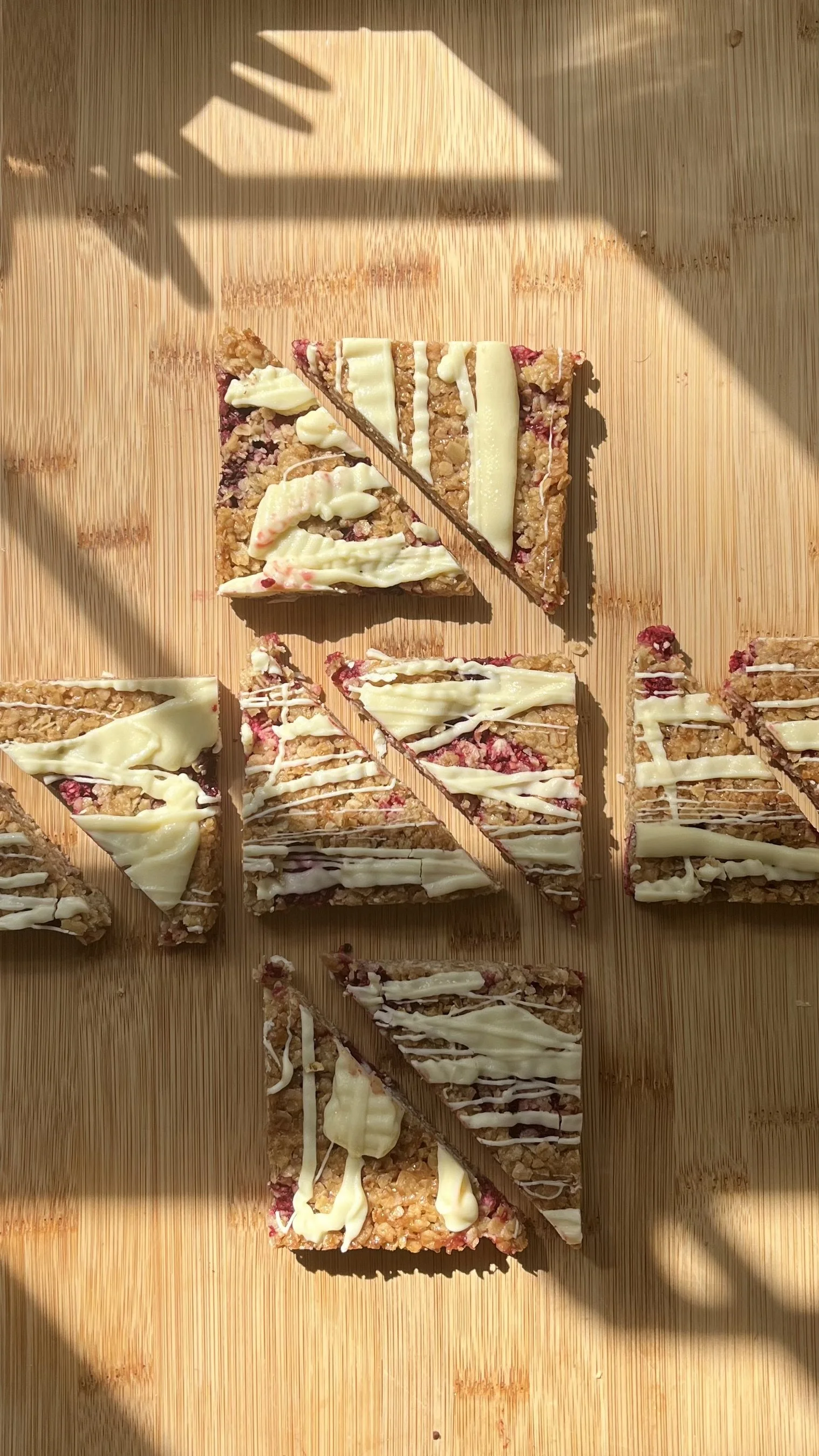 White chocolate and raspberry flapjack