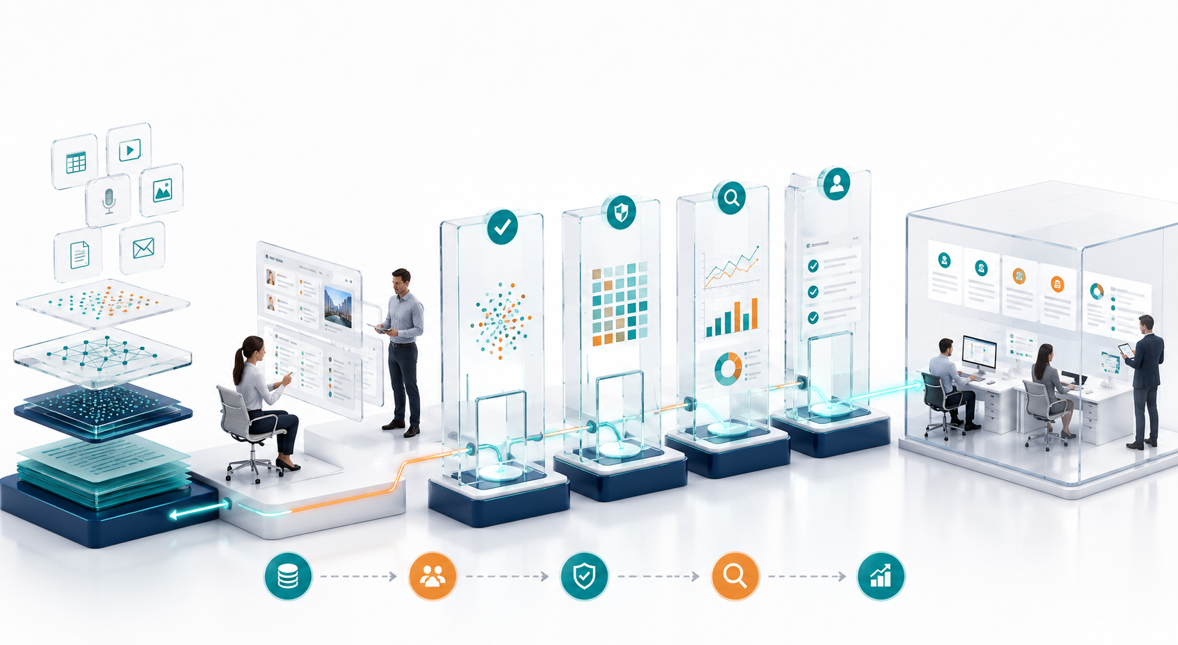 AI training and testing with governed review and controlled deployment into business functions