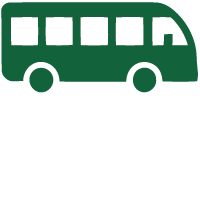 Green bus with windows