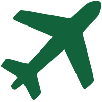 Silhouette of an airplane in green