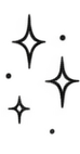 Illustration of four twinkling stars against a black background.