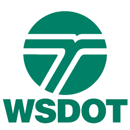 Washington Department of Transportation logo with green circular logo with a white stylized highway and the letters 'WSDOT' underneath.