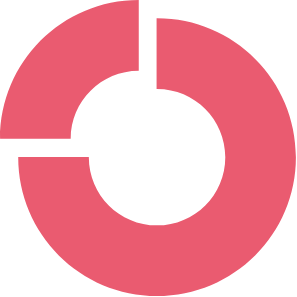 Tortendiagramm mit Pfeil und Segmenten in Pink und Schwarz.