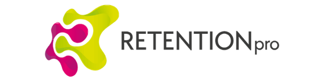 Logo mit bunten, verschmelzenden Formen und dem Text "RETENTION pro"