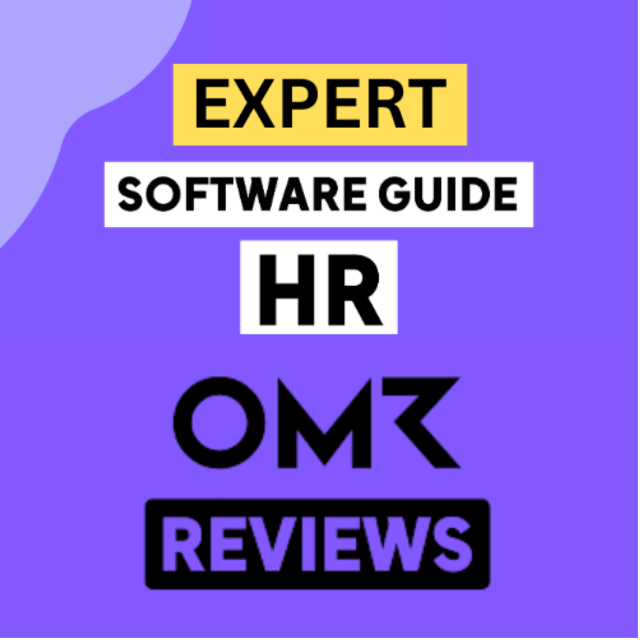 Grafik mit Text: 'Expert Software Guide HR om reviews' auf lila Hintergrund.