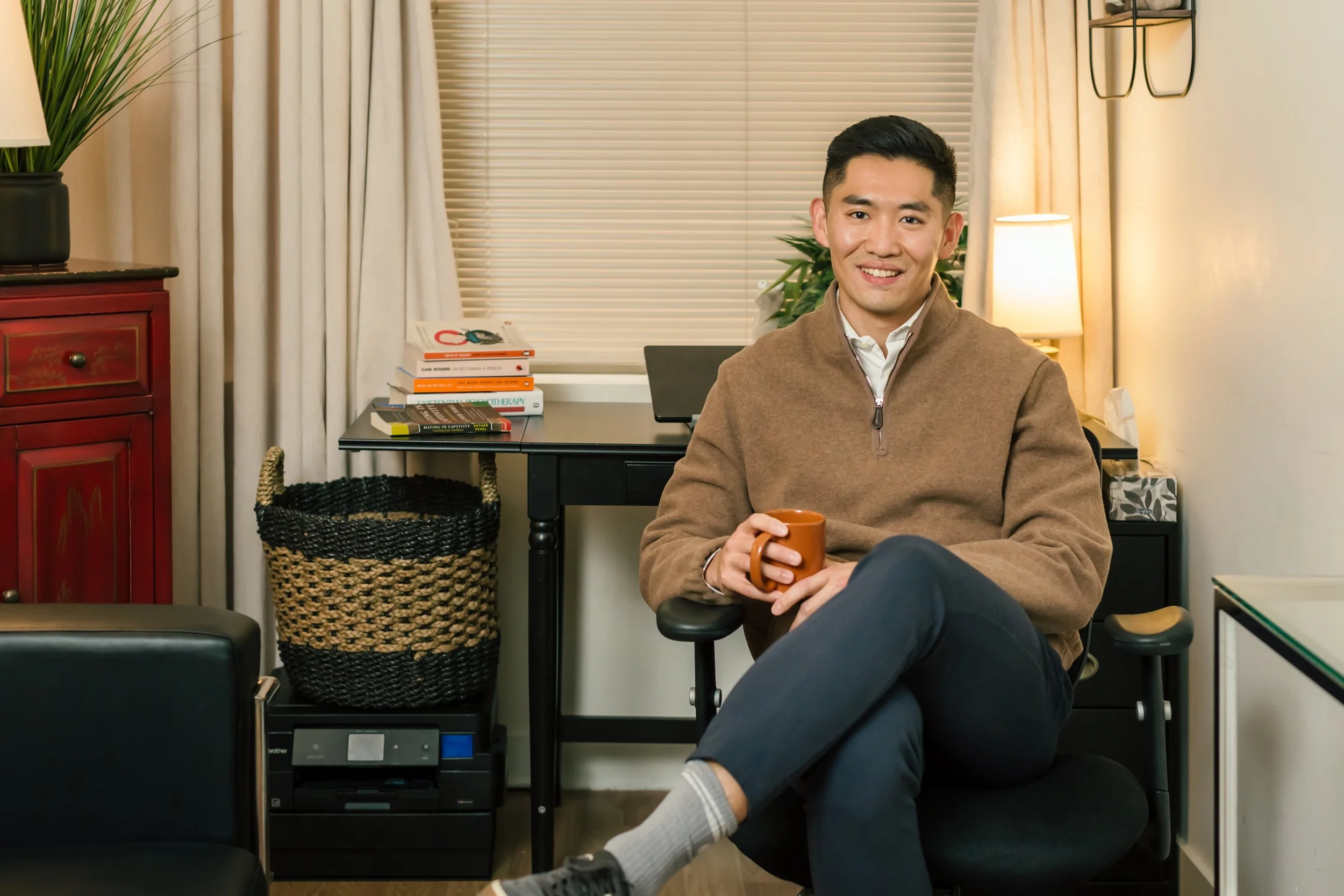 Danny Xu in his counselling office in downtown Vancouver