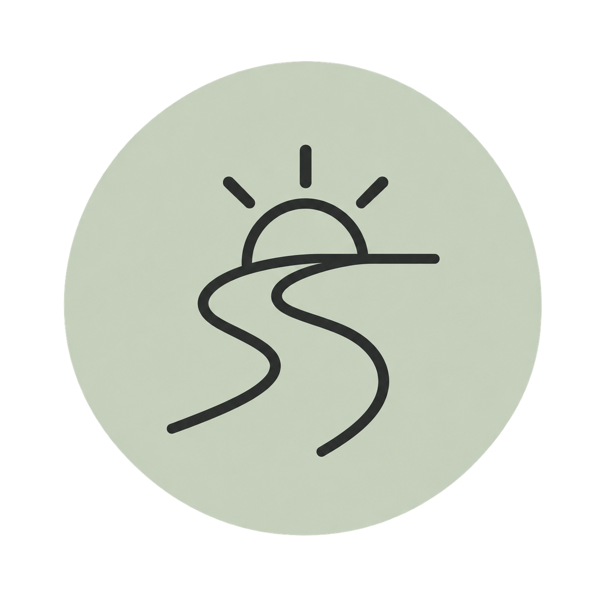 Icon of a sunrise over a winding road