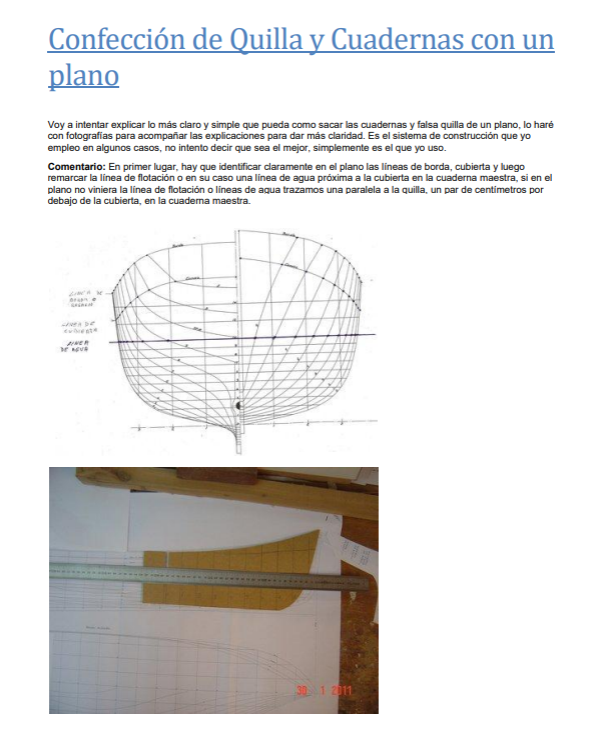 Confeccion de Quilla y Cuadernas del barco
