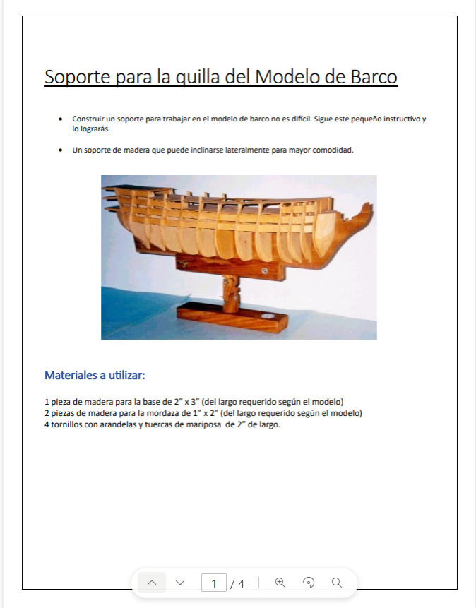 Soporte para trabajar el barco desde la quilla