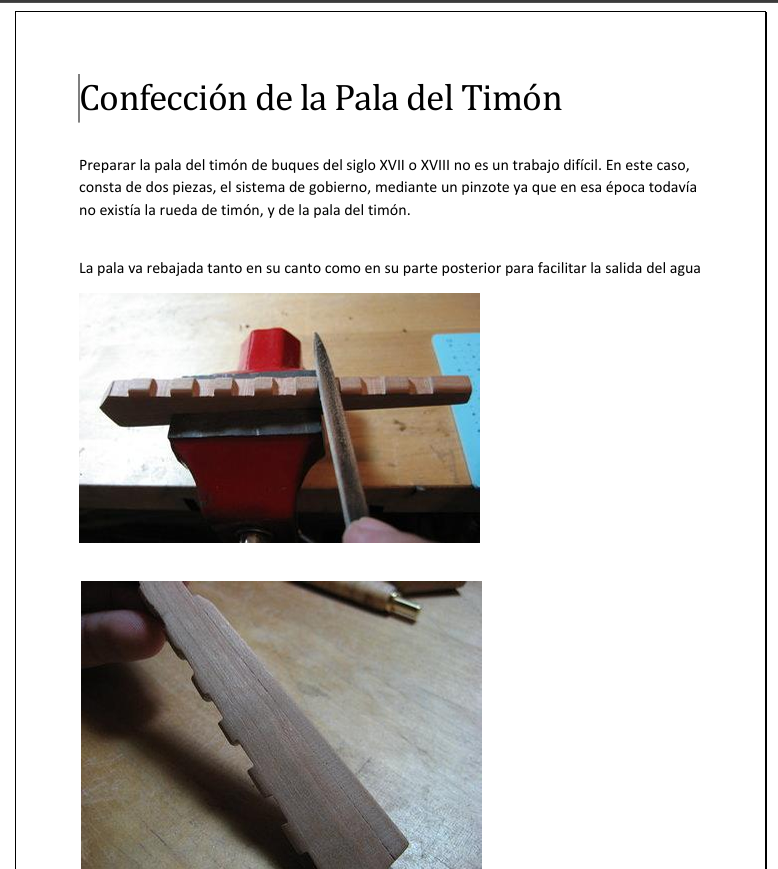 Confección de la Pala del Timón