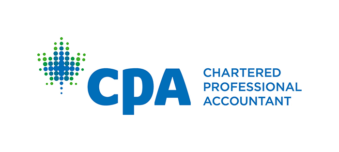 Logo for CPA, a chartered professional accountant, with blue and green dots forming a vertical pattern.