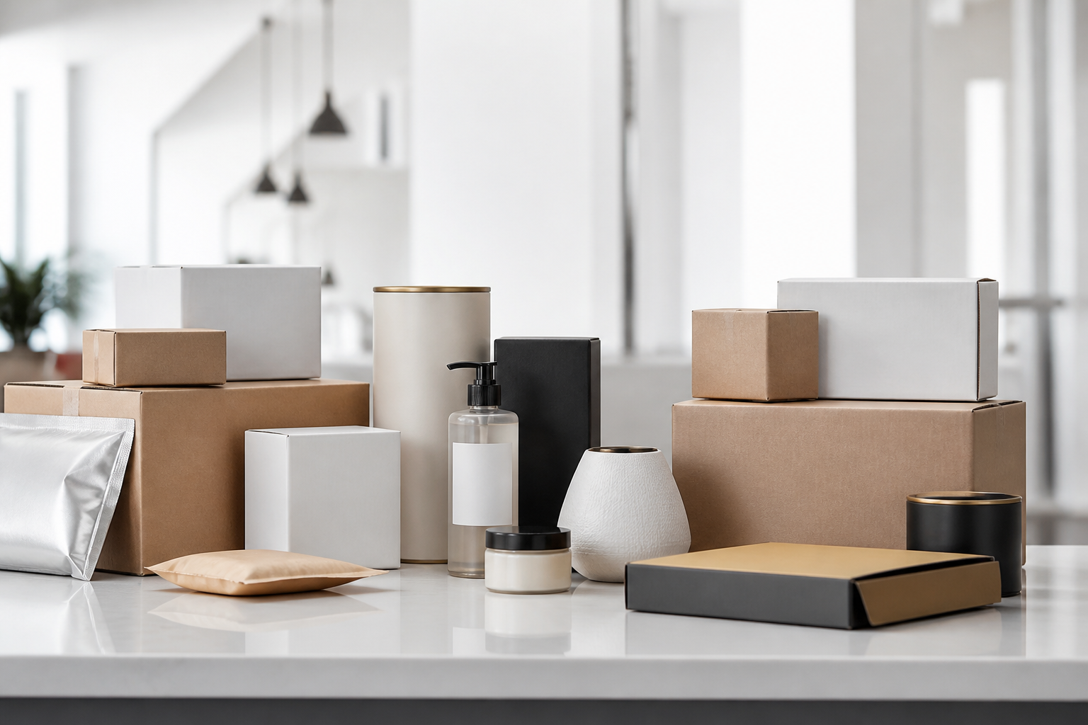 Unbranded consumer product packages arranged for wholesale sourcing and distribution