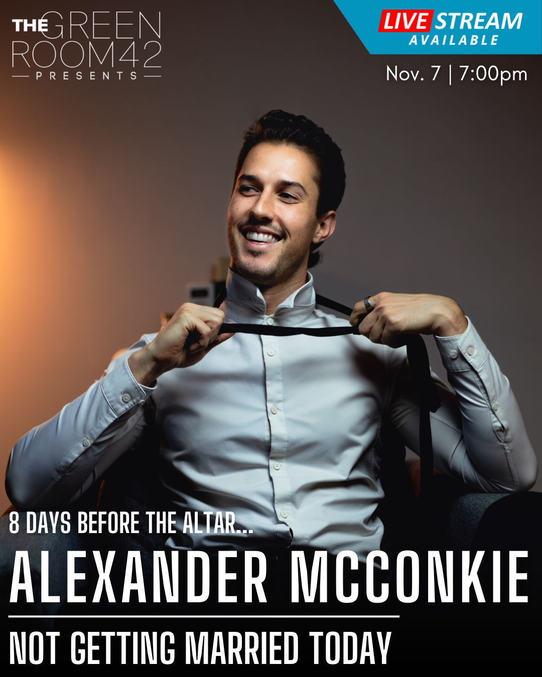 Alexander wrote and self-produced his own solo cabaret show: Not Getting Married Today. The show debuted at The Green Room 42, one week before his actual wedding.