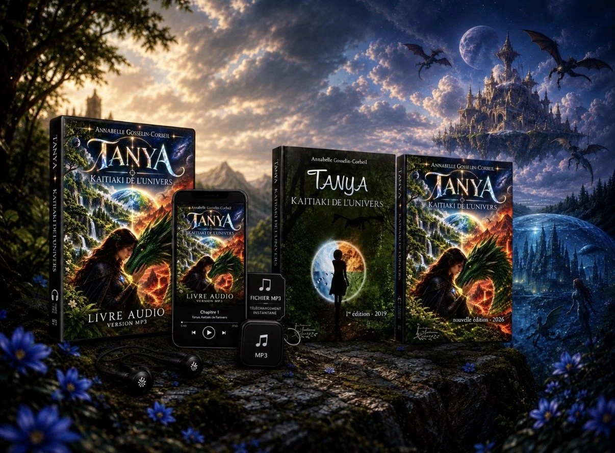 Collection de Tanya ,kaitiaki de l'univers ancienne et nouvelle version (2019 et 2026) en livres brochés  + livre audio édition 2026