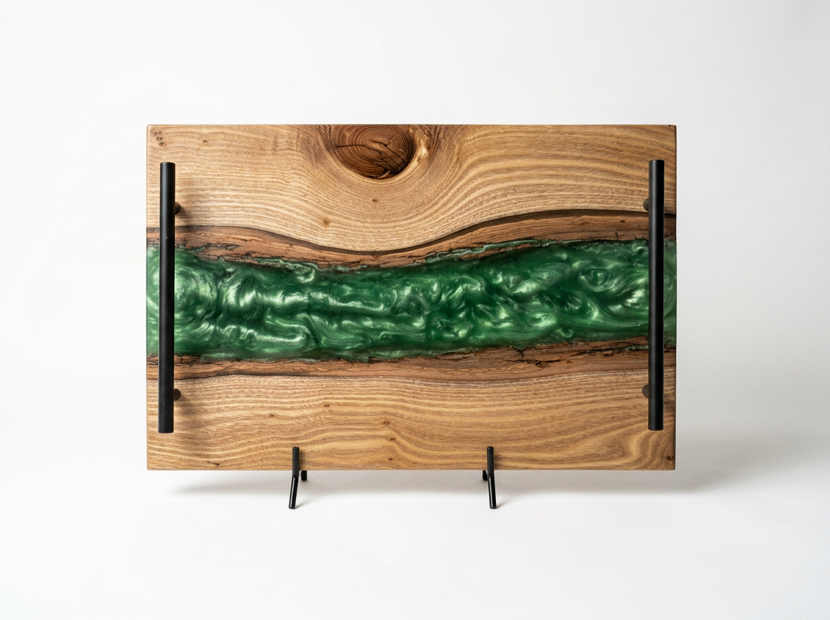 Catalpa Live Edge & Green Resin