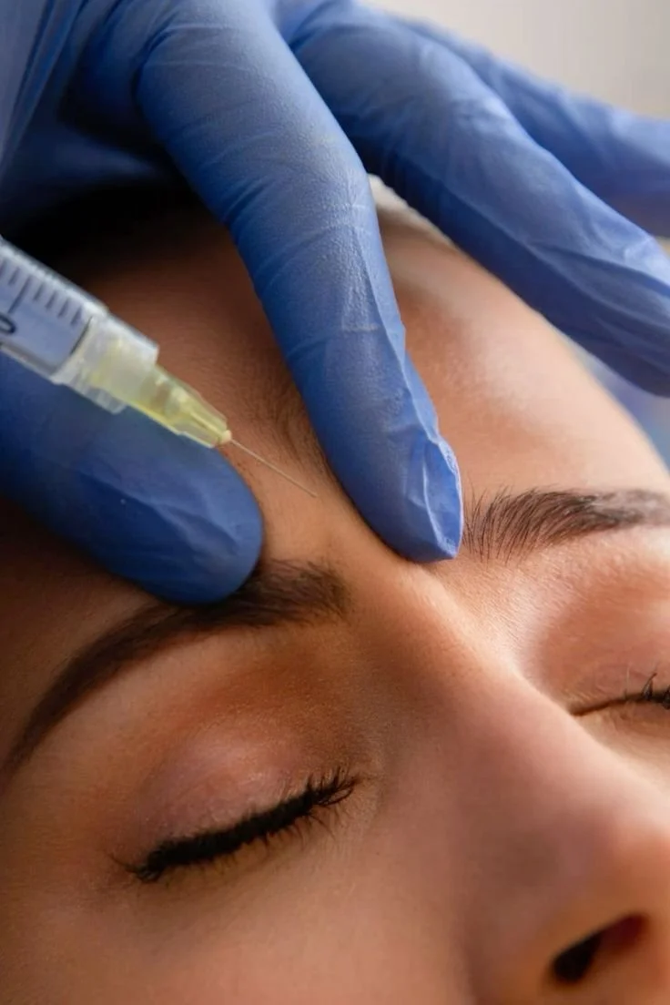 Close-up facial image representing neurotoxin treatment for expression lines.